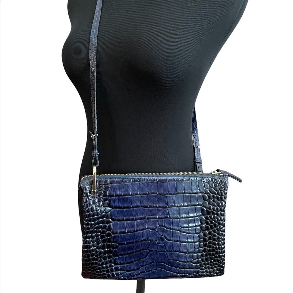 & OTHER STORIES navy croc crossbody genuine leather bag